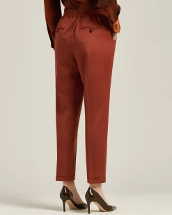 TERRACOTTA WOOL TROUSERS WITH ELASTIC WAIST