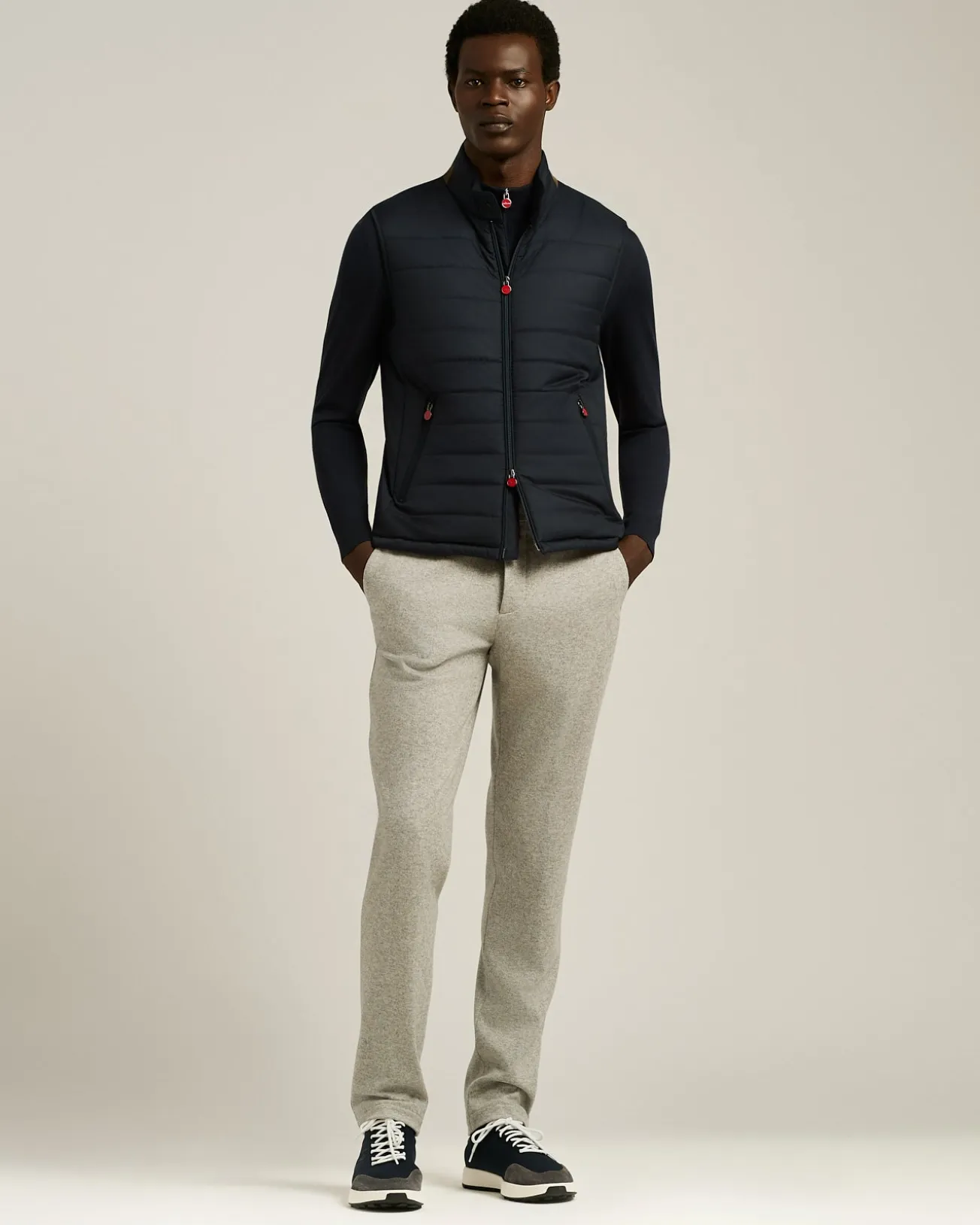 TROUSERS IN VIRGIN WOOL AND CASHMERE GREY MELANGE