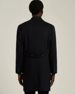 UNLINED OVERCOAT IN PURE BLUE CASHMERE