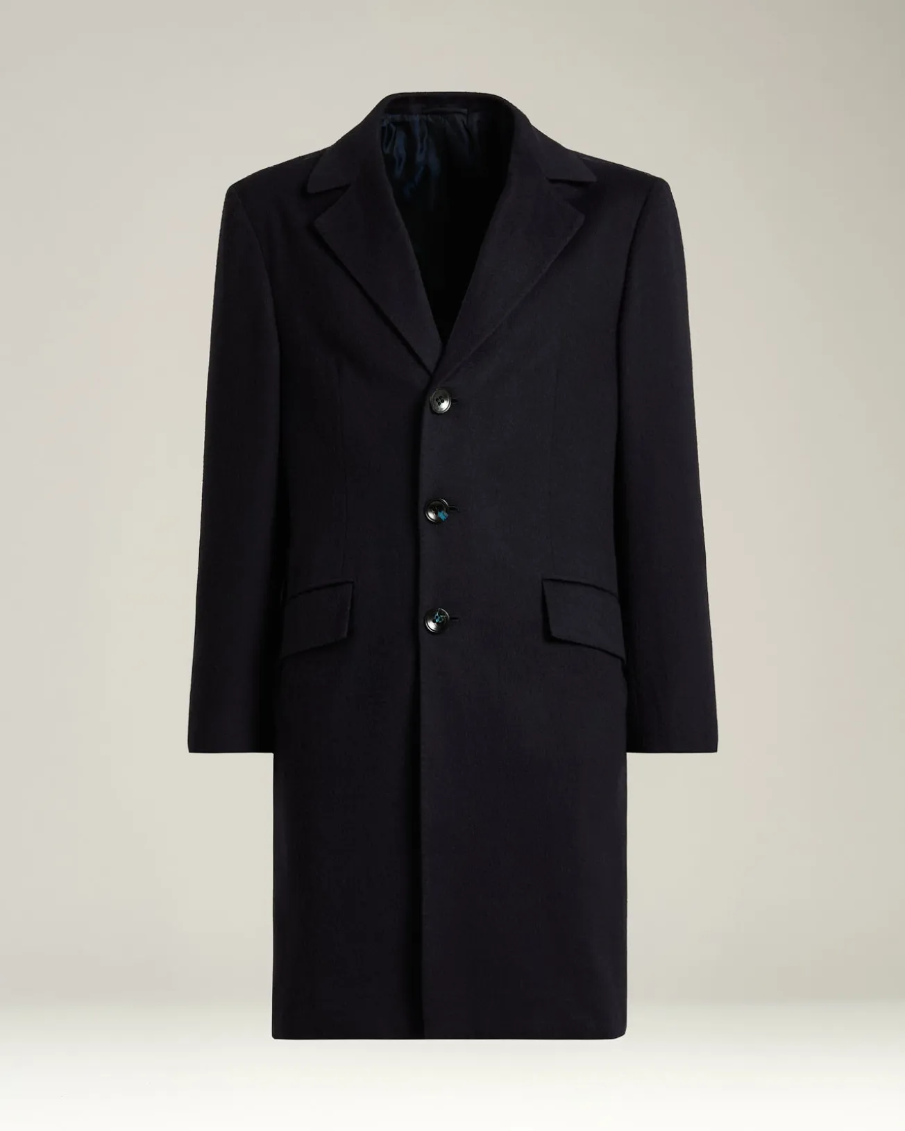 UNLINED OVERCOAT IN PURE BLUE CASHMERE
