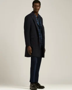 UNLINED OVERCOAT IN PURE BLUE CASHMERE