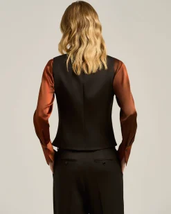 WAISTCOAT IN STRETCH VIRGIN WOOL DARK BROWN