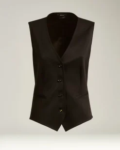 WAISTCOAT IN STRETCH VIRGIN WOOL DARK BROWN