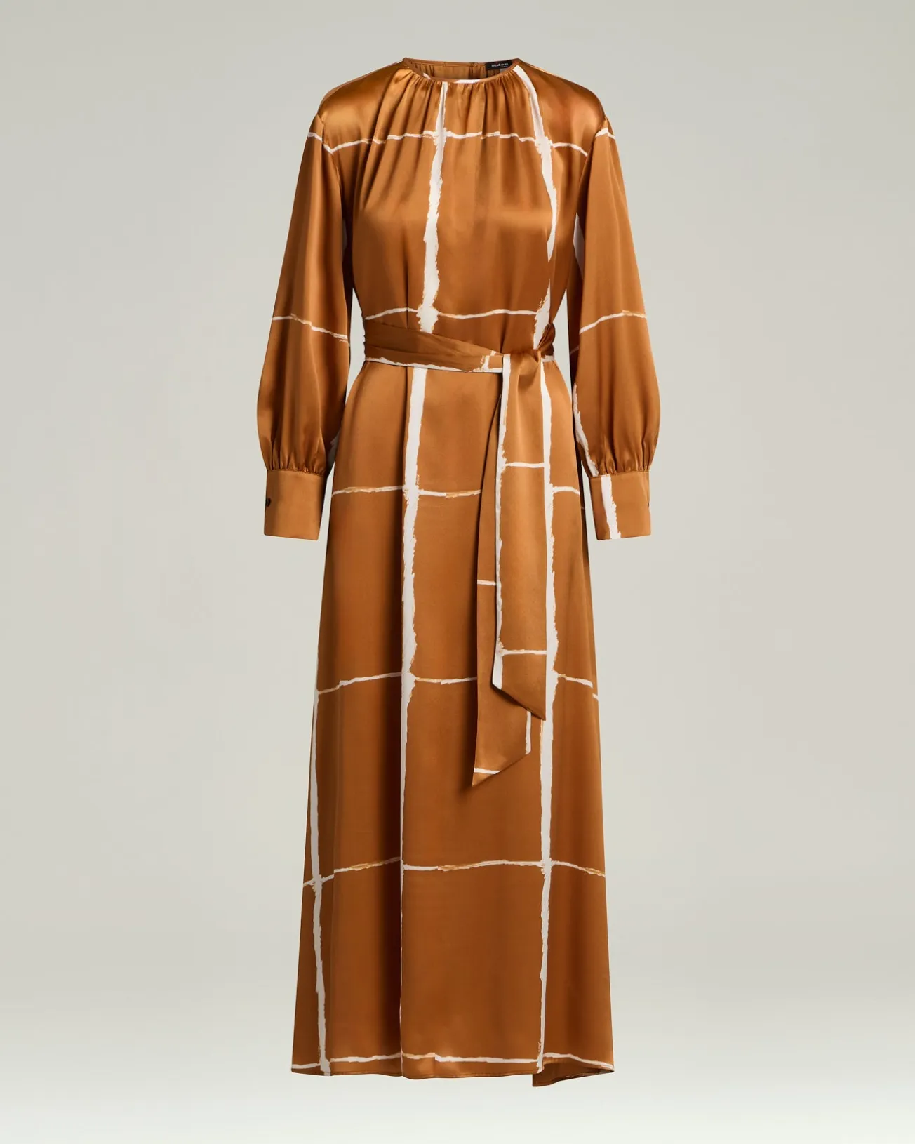 WHITE SILK SATIN DRESS WITH FLUID SILHOUETTE LEATHER