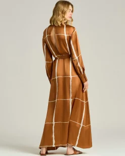 WHITE SILK SATIN DRESS WITH FLUID SILHOUETTE LEATHER
