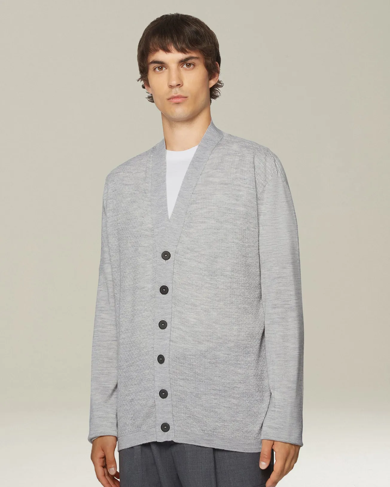 WOOL AND SILK BLEND CARDIGAN