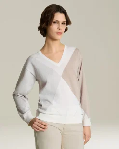 WOOL AND SILK V-NECK JUMPER