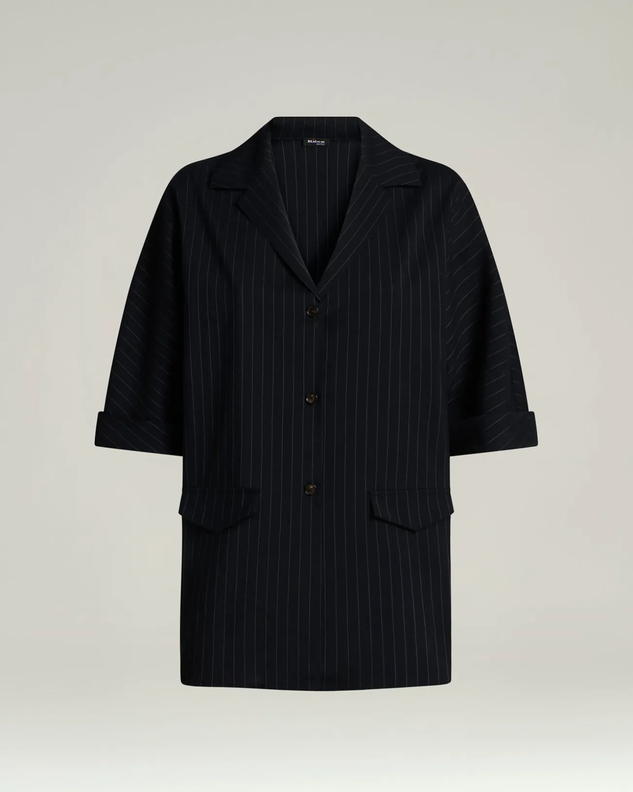 WOOL SHIRT WITH BLACK STRIPED PATTERN