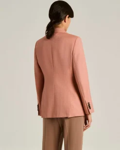 WOOL, SILK AND LINEN BLEND TAILORED DOUBLE-BREASTED JACKET ROSE